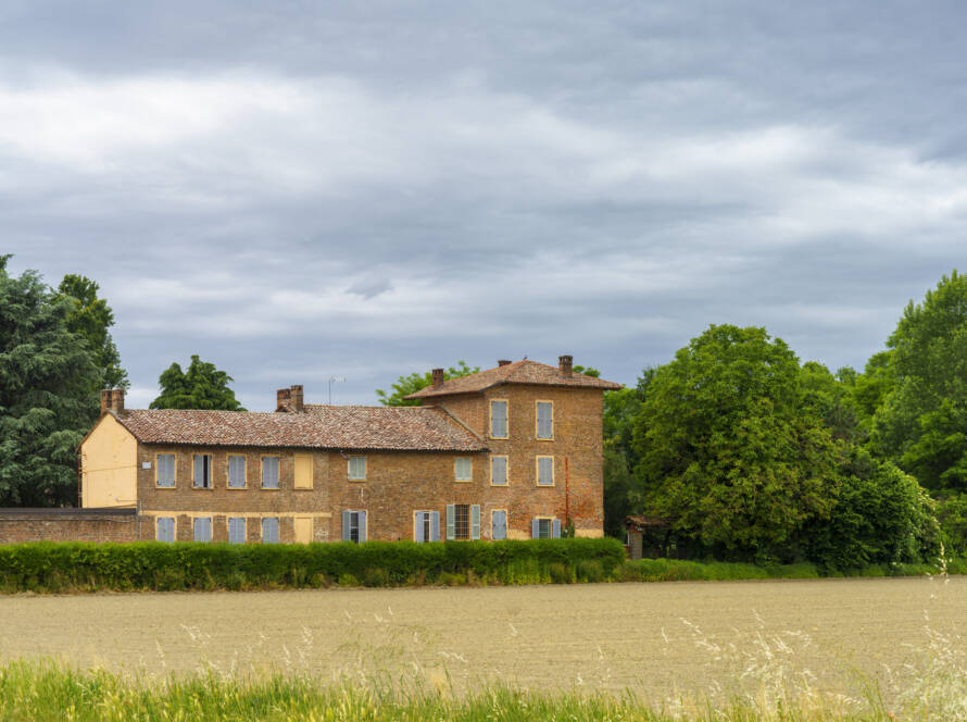 Rural of neyius landscape in Italy, between the Ticino and Po rivers, at springtime. Farm